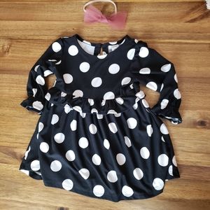 Old Navy Polka Dot Dress and Tulle Bow 18m